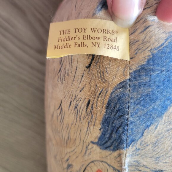 Cheshire Cat Plush Pillow Blue & Cream Striped Design With Curved Tail 18" Long - Picture 8 of 10